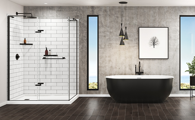 Bathroom with bath and shower