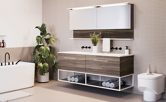 Fuzion metal suspended double vanity white metal