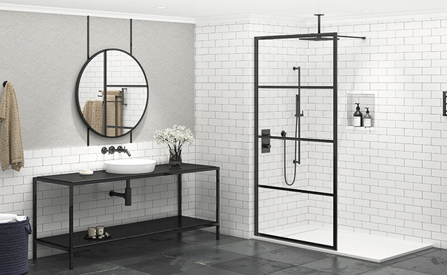 Indus shower screen, black