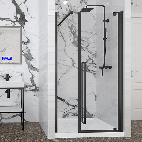 Amaly alcove shower door, matte black