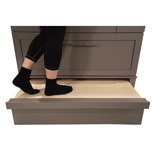 Vanity with storage drawer toe kick