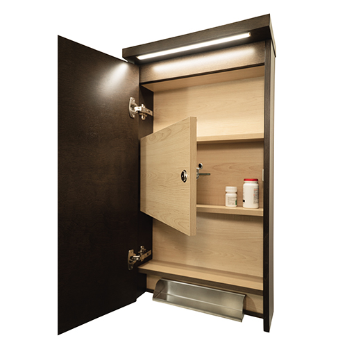 Medicine cabinet with a locked compartment