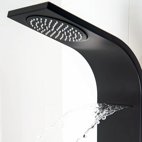 Massaging waterfall from PierDeco PD-810-S/MBKSS Aquamasage® shower column, black