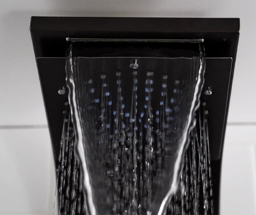 Rain shower head from the PD-850/BKSS Aquamasage® shower column from PierDeco, black