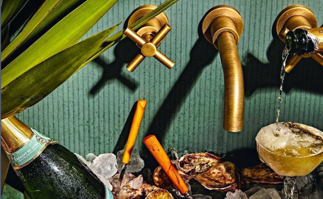 Faucet from the Rubinet Genesis collection in a matte Antique Brass finish demonstrating the trend towards a Brass finish