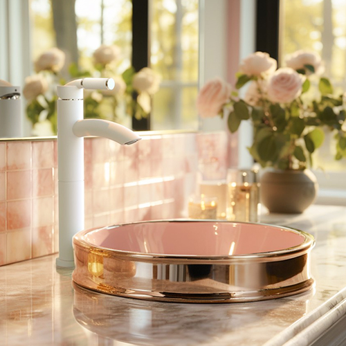 Sink faucet from the H20 matte white collection with a polished nickel accent by Rubinet