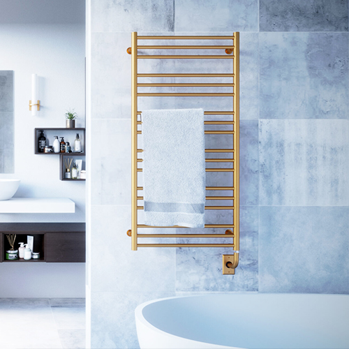 Tuzio Sorano towel warmer from the Tuzio collection by ICO Bath, gold finish