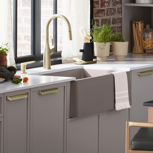 Ikon 33 single bowl Silgranit sink and Blanco Rivana kitchen faucet