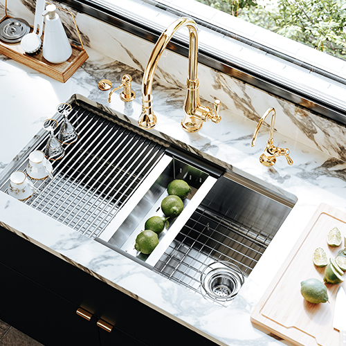 Culinario Single Bowl Stainless Steel Sink with Rohl Accessories