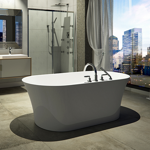 Freestanding bathtub from the Baden collection by Produits Neptune with a white finish