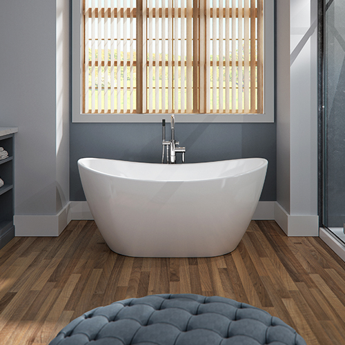 Freestanding bathtub from the Florence collection by Produits Neptune with a white finish