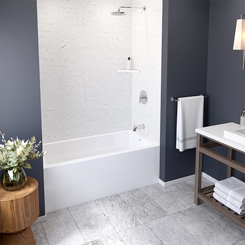 Freestanding bathtub from the Entrepreneur Series from the Albana collection by Produits Neptune with a white finish