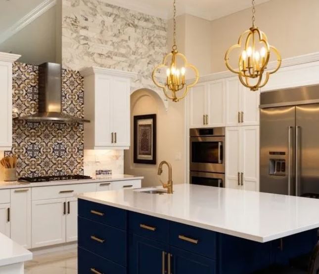 Dream kitchen featuring the latest design trends, modern cabinetry, stylish lighting, and high-end finishes.