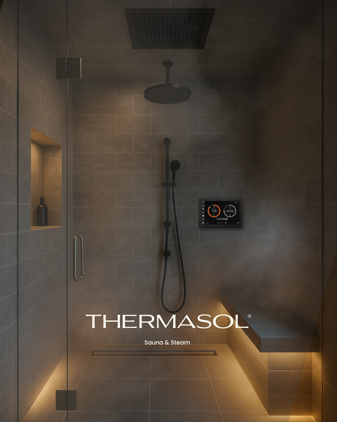 ThermaSol Steam Shower with digital controls.