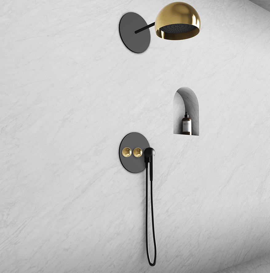 Shower faucet: Matte black & Light gold