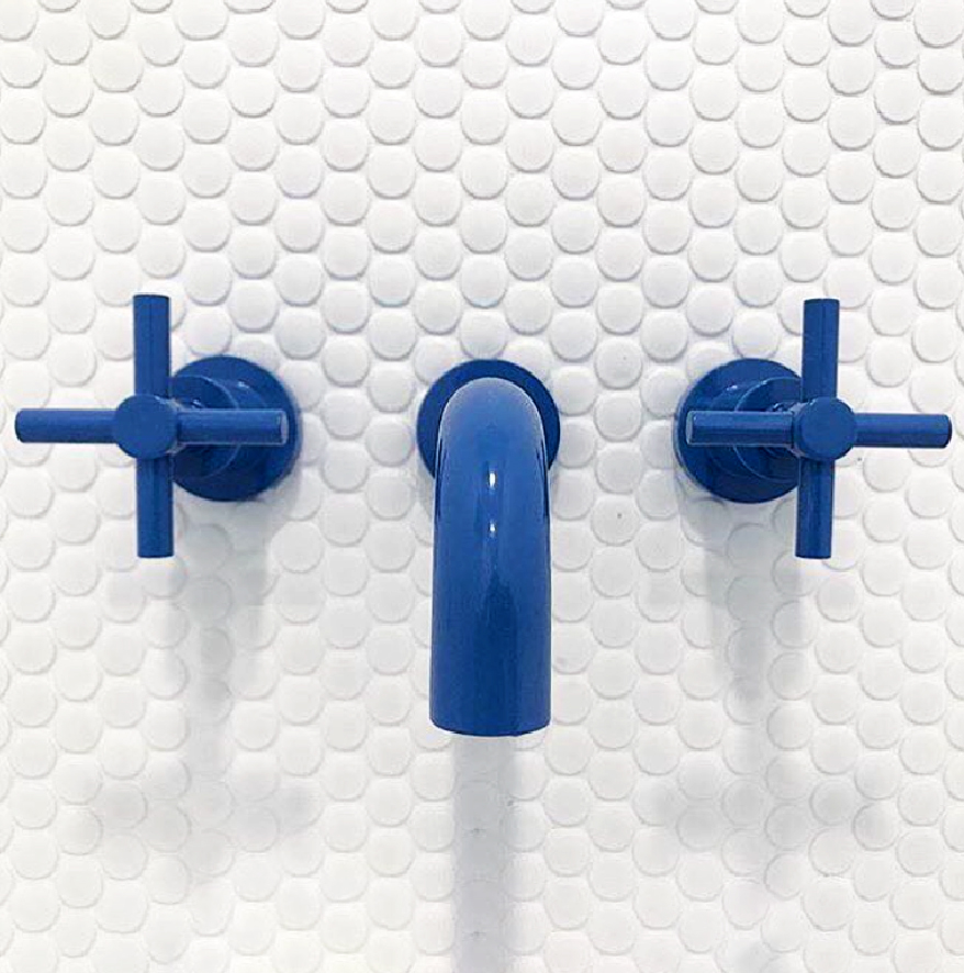 Blue bathroom faucets