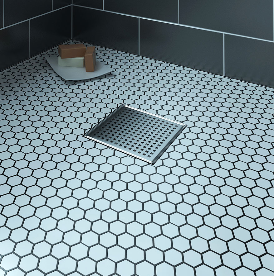 Square drain for shower