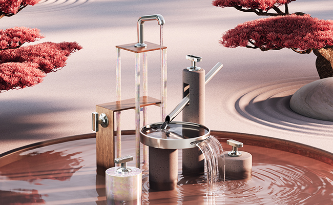 Faucets and types of faucet handles in the collection Kintsu™ of BrizoMD, chrome