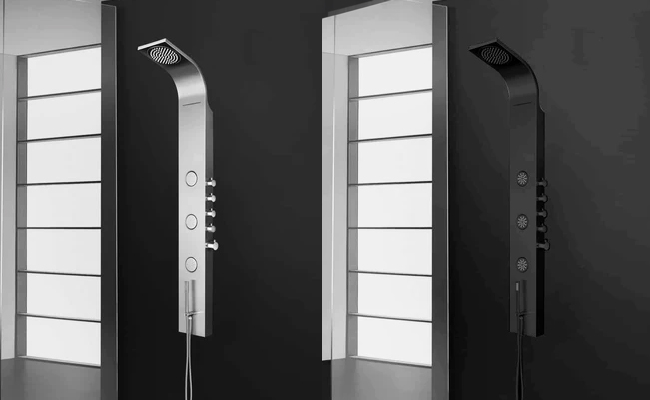 PierDeco PD-810-S/SS and PD-810-S/MBKSS Aquamasage® shower columns, Sainless Steel or black