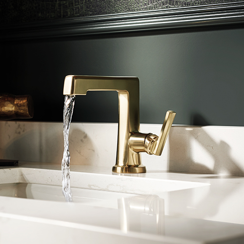 Sink faucet in the collection Levoir® de BrizoMD with lever handles, Brilliance® Luxe Gold