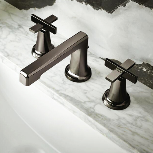 Sink faucet in the collection Levoir® of BrizoMD with cross handles, Onyx black Brilliance®