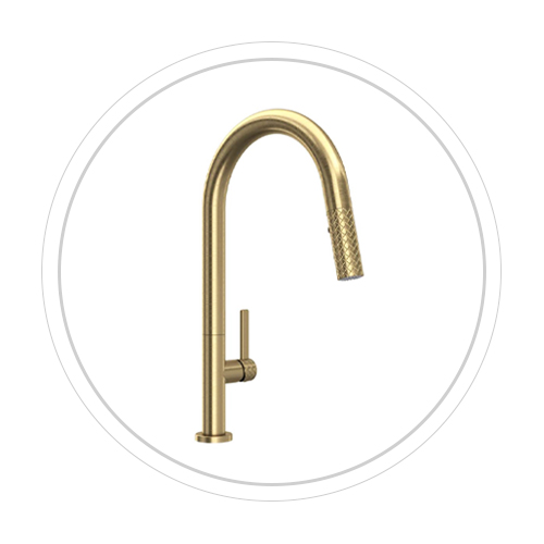 Kitchen faucet with C-spout and Tenerife™ pull-down spray from Rohl®