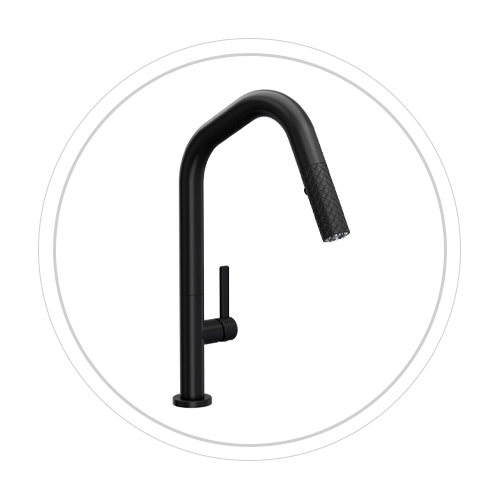 Kitchen faucet with U-shaped spout and Tenerife™ pull-out spray from Rohl®