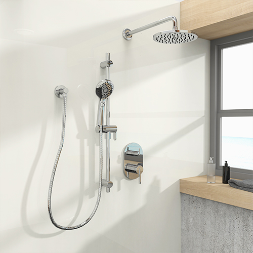 Shower faucet from the Solara collection in a chrome finish.