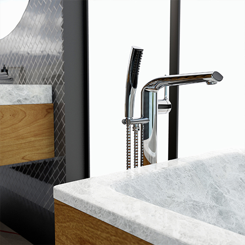 Freestanding bathtub faucet from the Nobua collection in a chrome finish