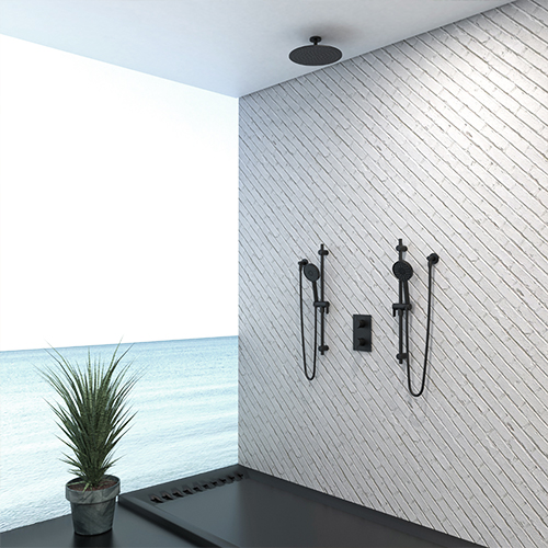 Robinetterie de douche de la collection Nobua au fini noir mat