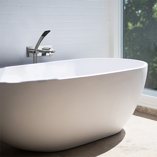 Volta collection wall-mounted bathtub faucet in chrome finish
