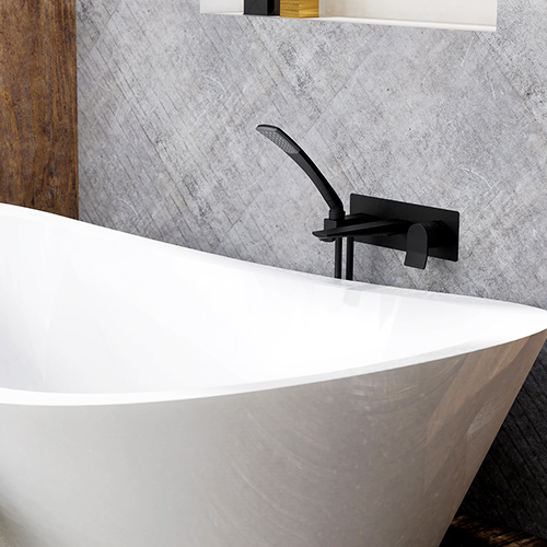 Volta collection wall-mounted bathtub faucet in matte black finish