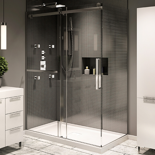 Porte de douche Exalt avec base de douche Cache de Produits Neptune