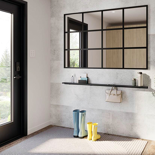 Grey Concrete shelf and tiles from the Viva collection by Produits Neptune