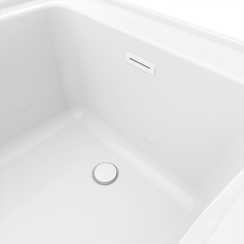 Drain and linear overflow pre-installed in Produits Neptune acrylic bathtubs