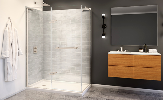 Porte de douche Capella au fini nickel brossé de MAAX