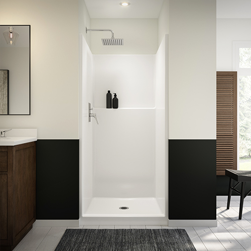 36" x 36" white one-piece shower with center drain from the MAAX Icon collection