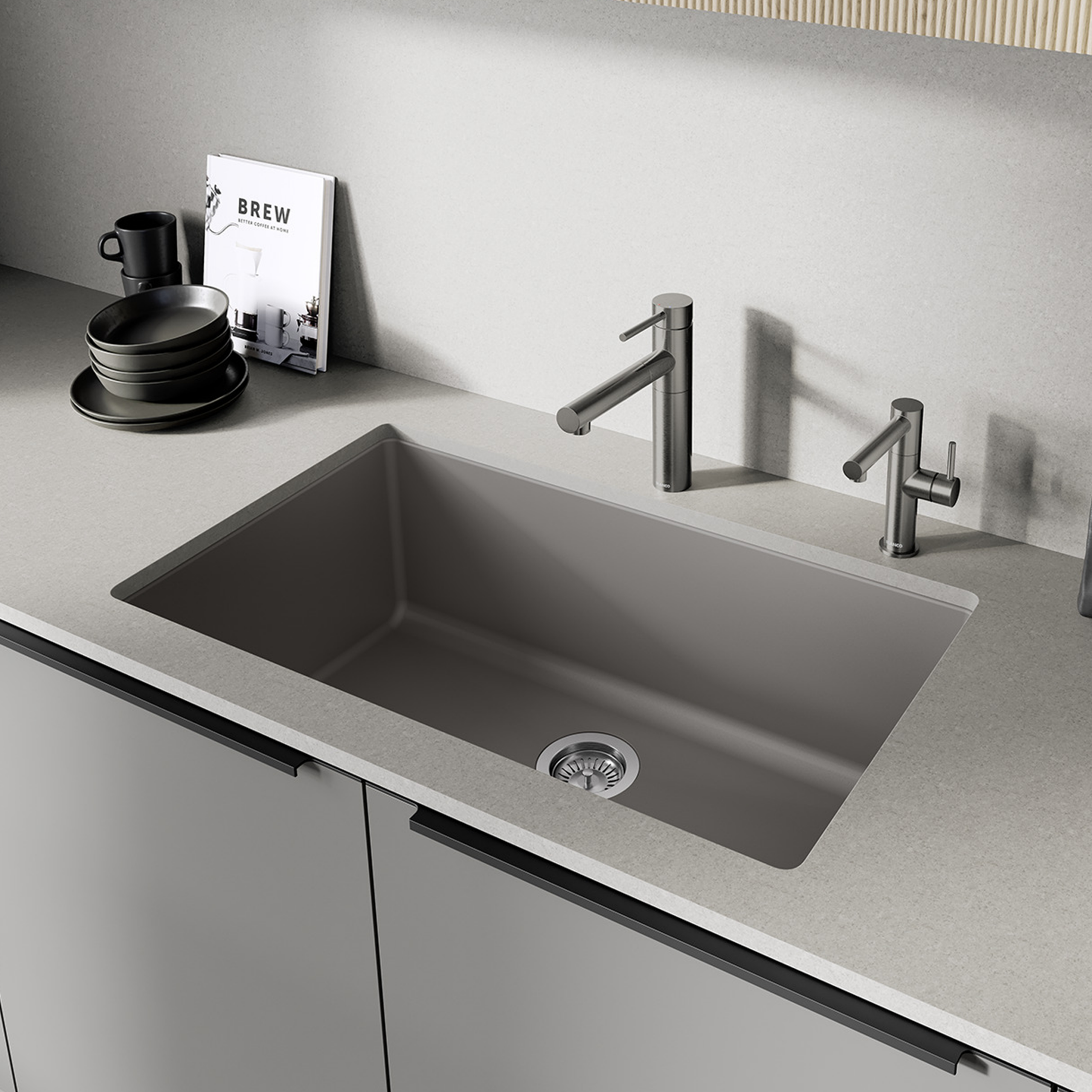 Kitchen faucet and bar faucet.