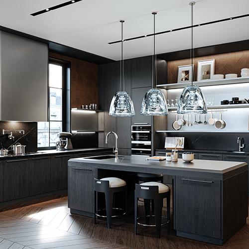 Robinet de cuisine, robinet de bar et remplisseur de marmite en chrome tous de la collection Authentica.