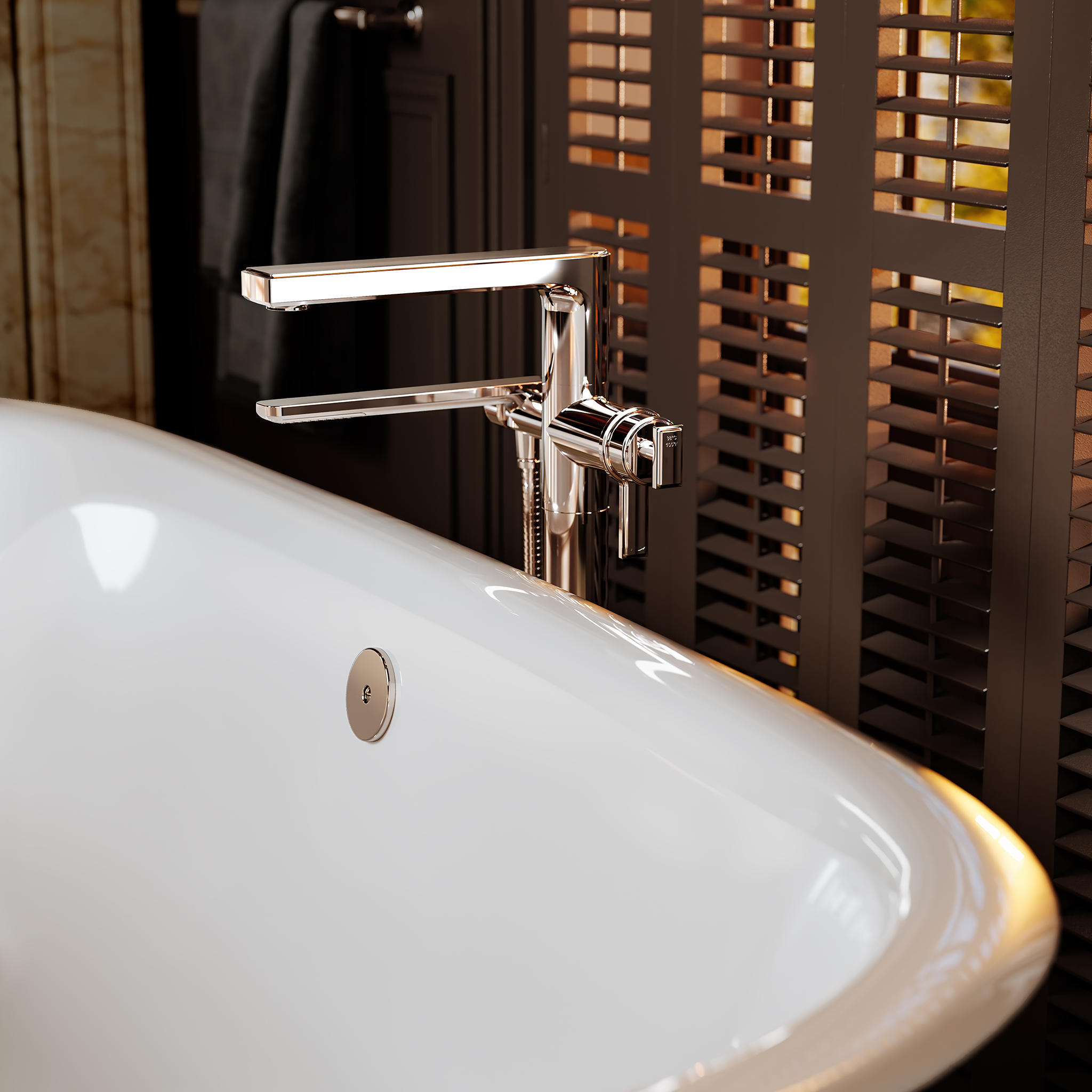 Baignoire et un robinet au sol