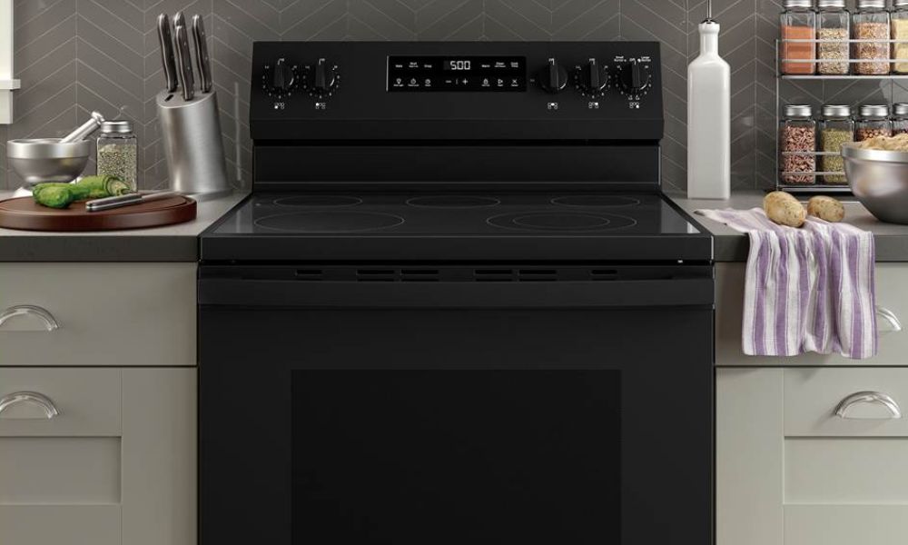 GE 30-inch free-standing electric range with a sleek design and multiple cooking features for versatile meal preparation.