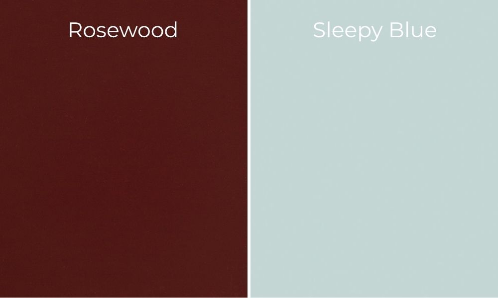 Bedroom paint color displayed, showcasing a soft blue hue on the walls and a cozy atmosphere.