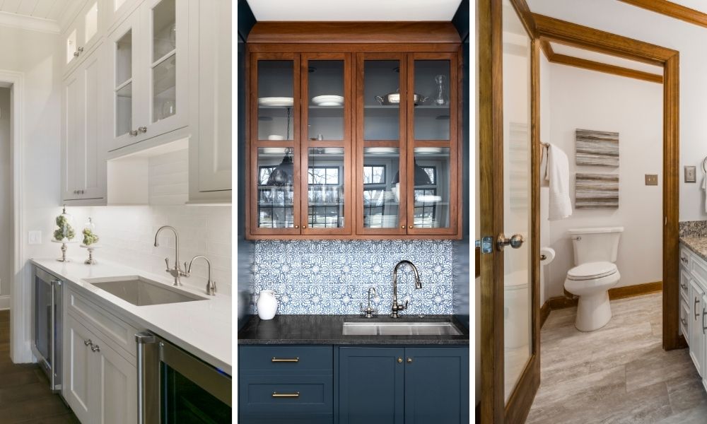 Closed-concept kitchen and bathroom spaces